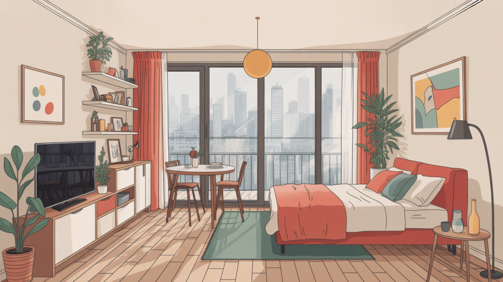 illustration 2 pieces appartement moderne lumineux