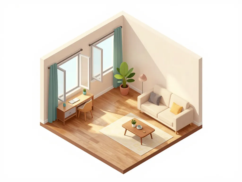 vue isométrique plan 2 pieces lumineux