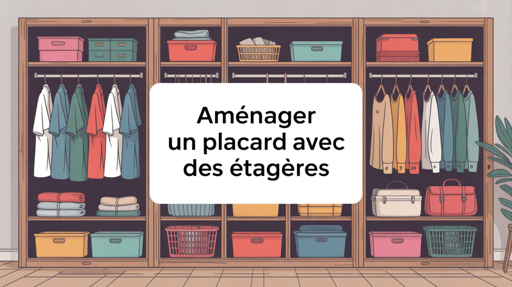 Amenager un placard avec des etageres illustration moderne stylisee