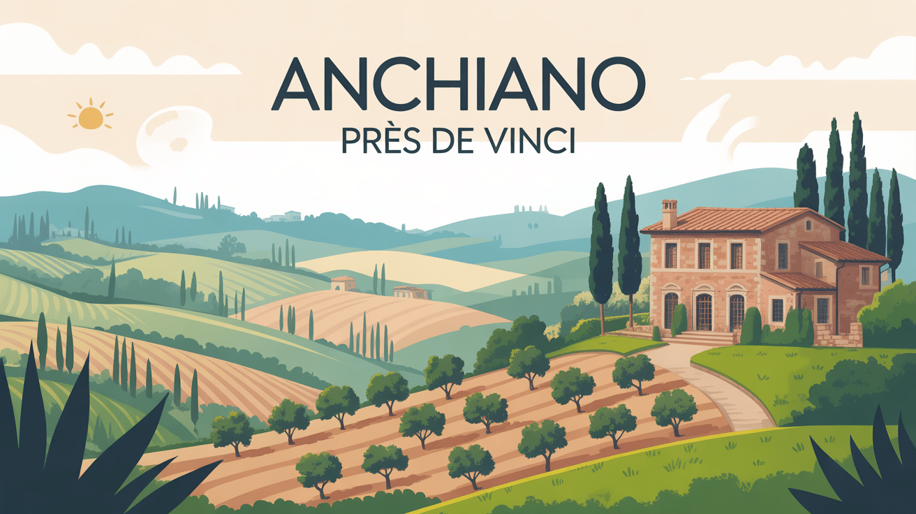 Vue des collines toscanes avec maison Renaissance à Anchiano Vinci Tuscany