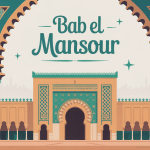 bab el mansour meknes illustration stylisée monument emblématique
