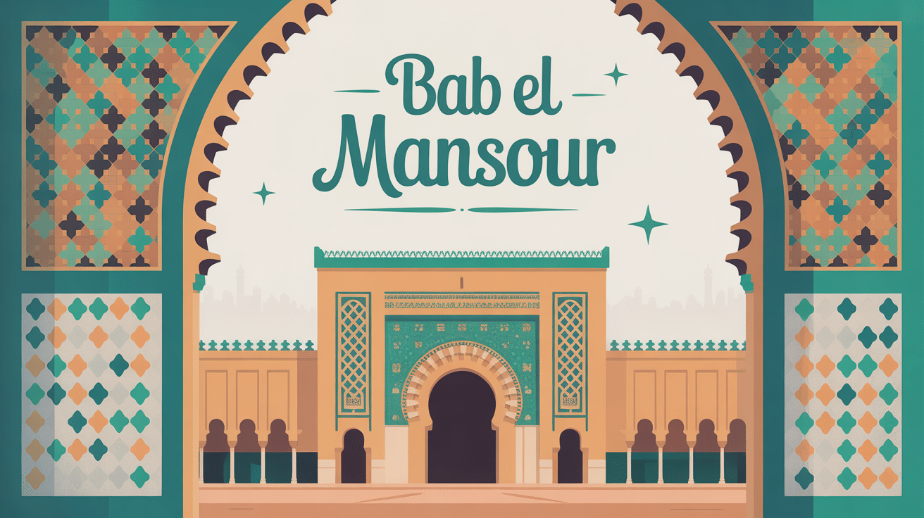 bab el mansour meknes illustration stylisée monument emblématique
