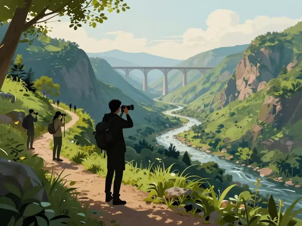 vue panoramique sentiers sur le viaduc de douvenant