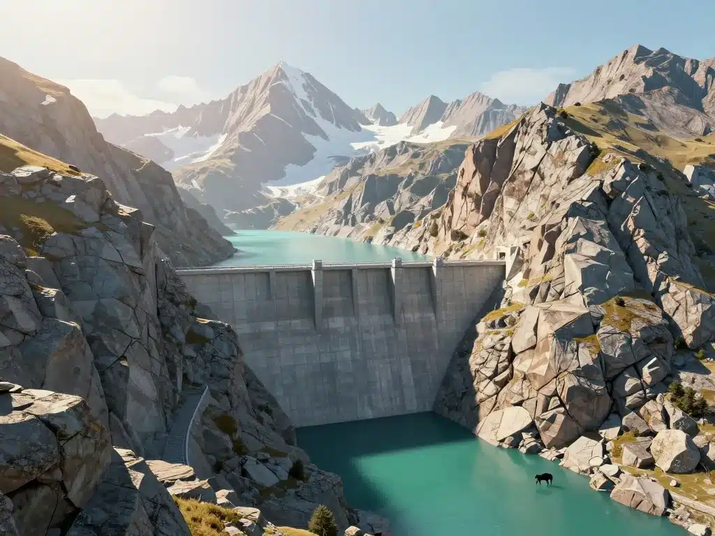 barrage cap de long mur béton montagnes pyrénées