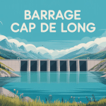 illustration barrage cap de long lac turquoise montagnes pyrénées