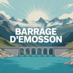 illustration barrage d'Emosson lac et montagnes