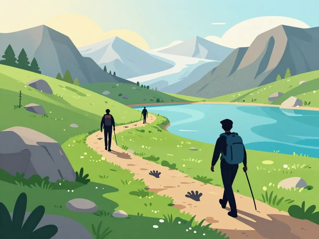 randonneurs barrage d'Emosson et empreintes dinosaures