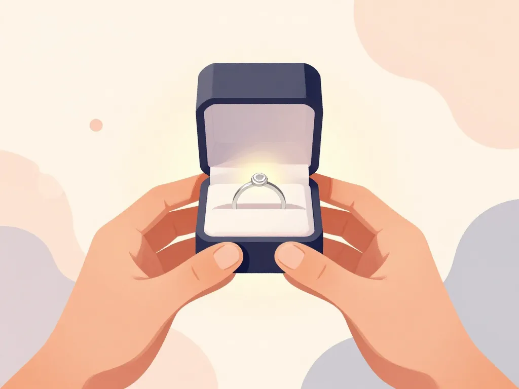 deux mains tenant une boite bague fiancaille lumineuse