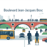 vue stylisée du boulevard jean jacques bosc et de son pont emblématique