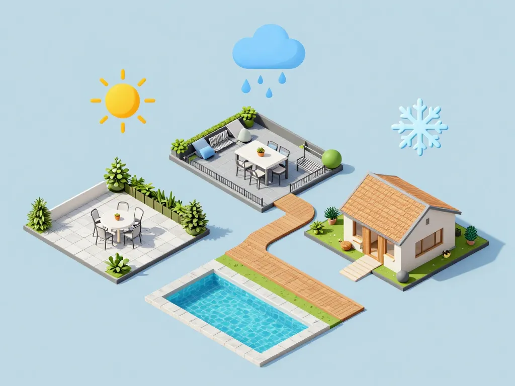 zones maison avec cortesine adaptée soleil pluie neige