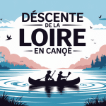 descendre la Loire en canoë illustration vectorielle stylisée