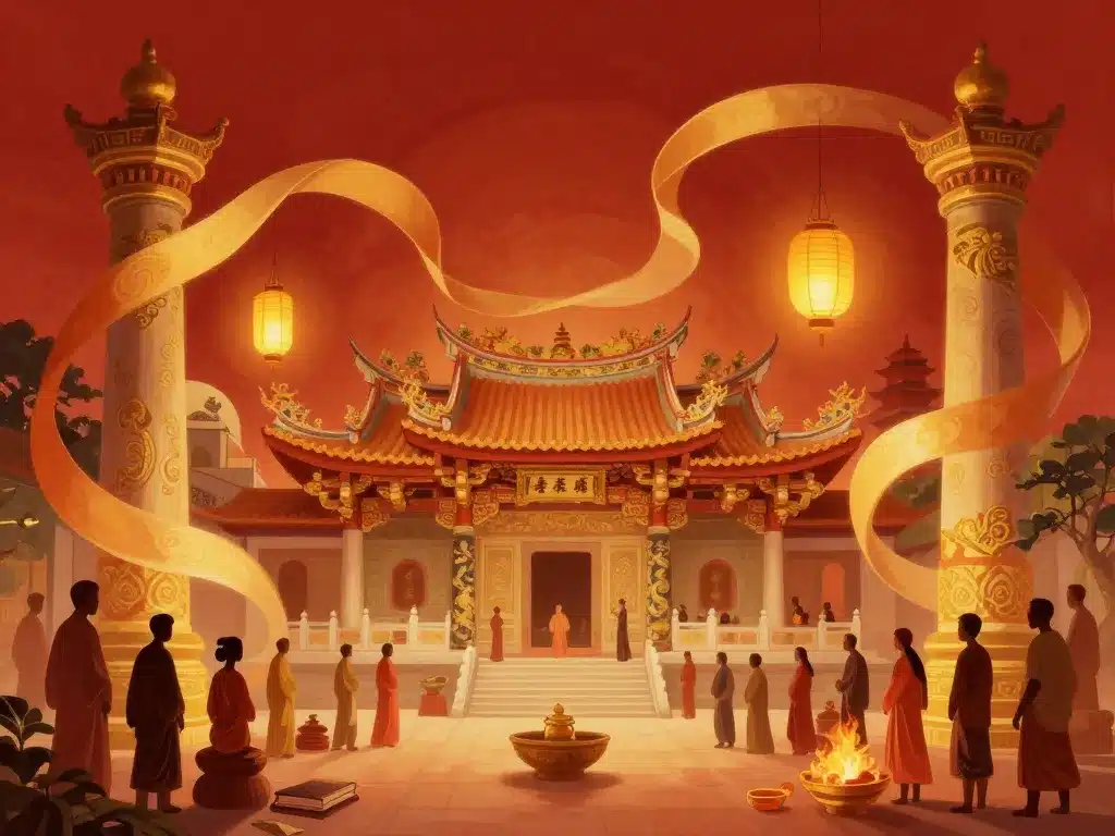 illustration symbolique de l’histoire culturelle du temple ke lok si