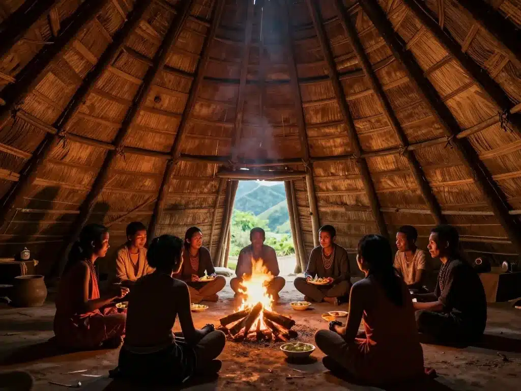 Intérieur maison Wae Rebo scène de vie communautaire