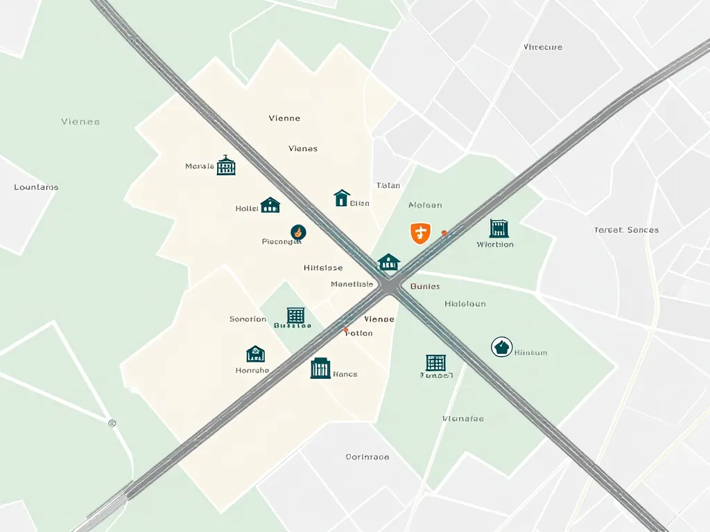 carte zones hotel vienne france proche autoroute