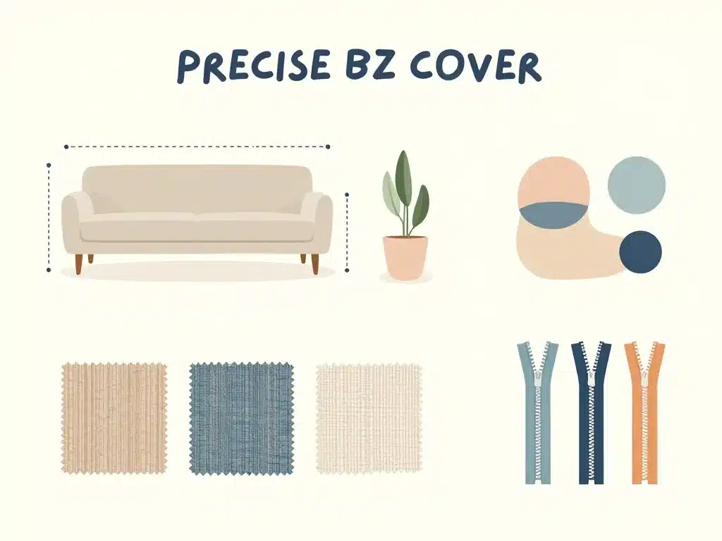 housse bz 140 avec fermeture éclair diagramme dimensions tissu zip