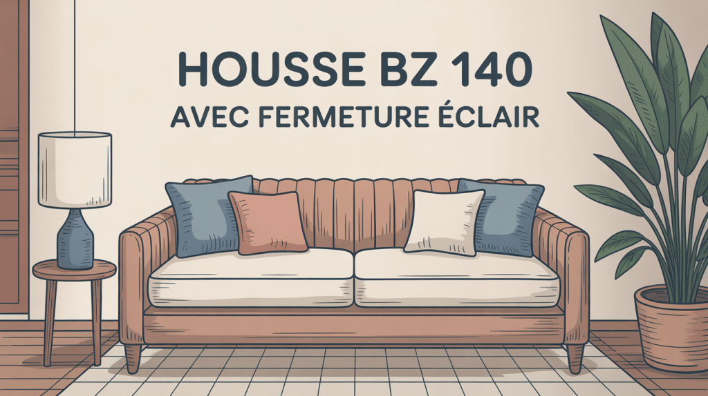 housse bz 140 avec fermeture éclair sur banquette en tissu moderne