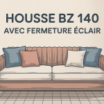 housse bz 140 avec fermeture éclair sur banquette en tissu moderne