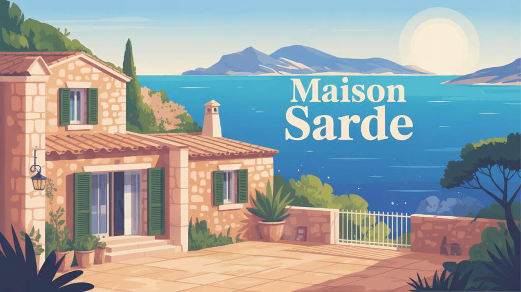 maison sarde murs pierre toiture tuiles paysage Sardaigne