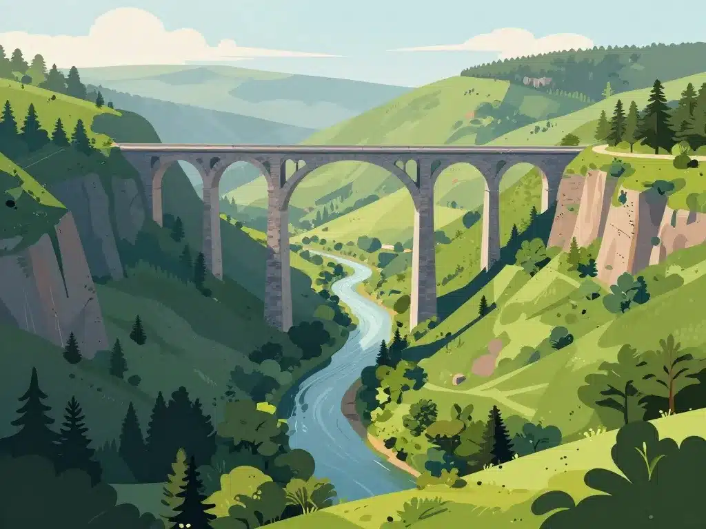 panorama viaduc de clécy sur vallée orne