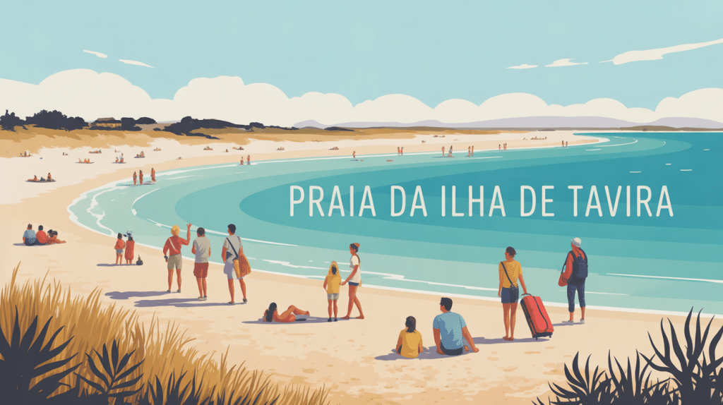 Vue globale praia da ilha de tavira plage naturelle Ria Formosa