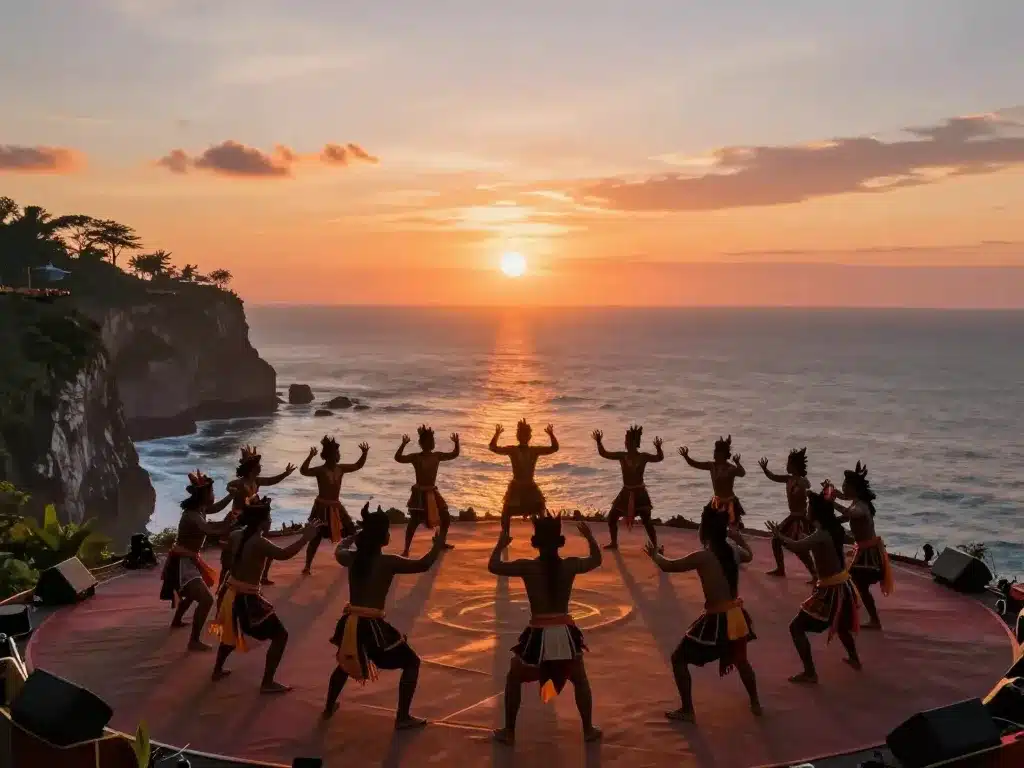 danse kecak au temple pura luhur uluwatu avec vue sur les falaises