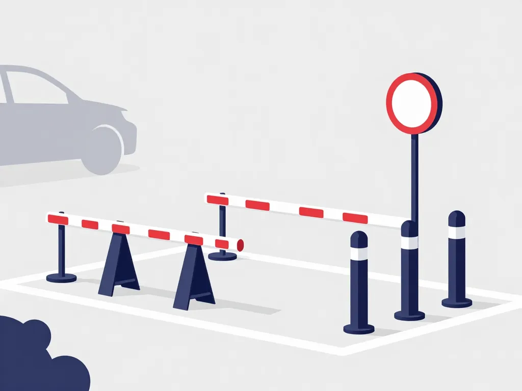 Réglementation place de parking privé illustration barrières panneaux
