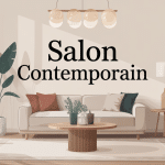 illustration salon contemporain style moderne épuré