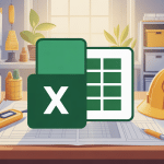 tableau excel chiffrage travaux gratuit posé sur bureau avec outils de rénovation