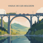vue du viaduc de cize-bolozon dans le Bugey avec rivière Ain