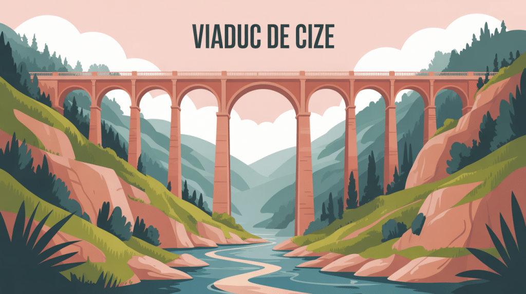 illustration vectorielle du viaduc de cize dans la vallée