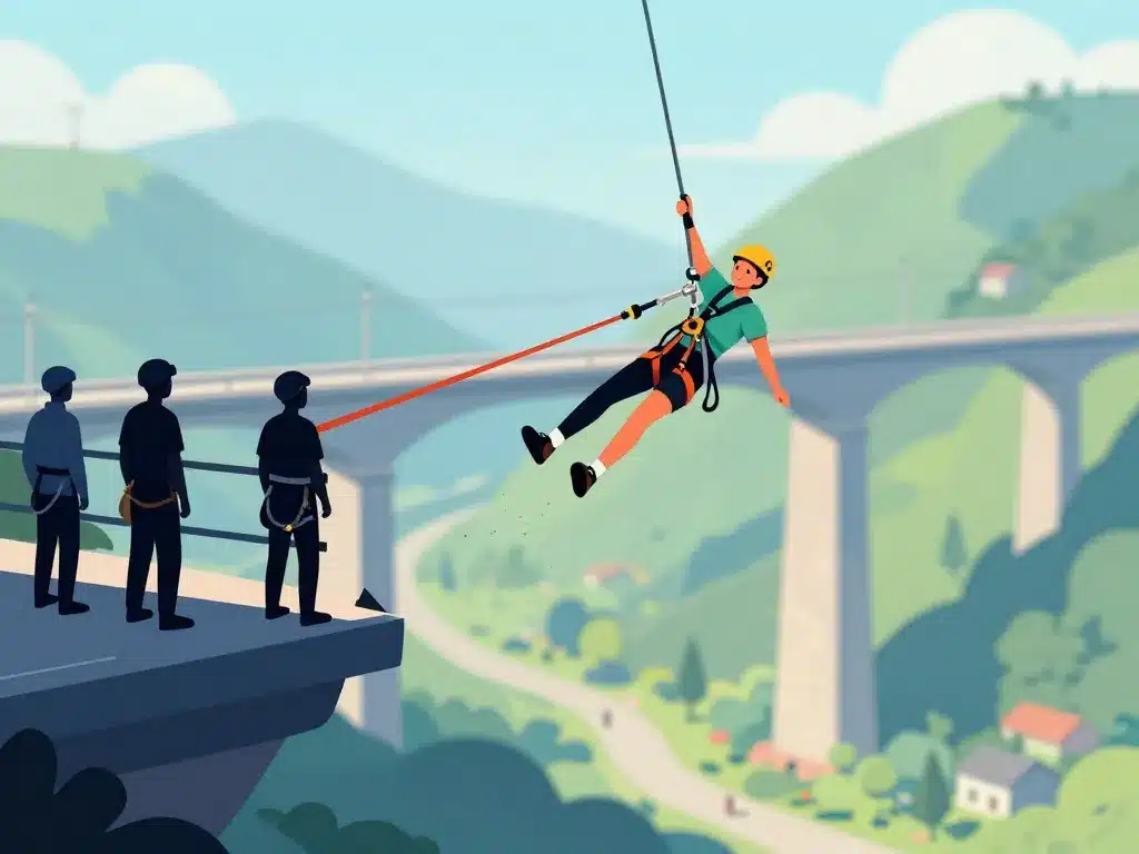 saut à l'élastique viaduc de la souleuvre en sécurité
