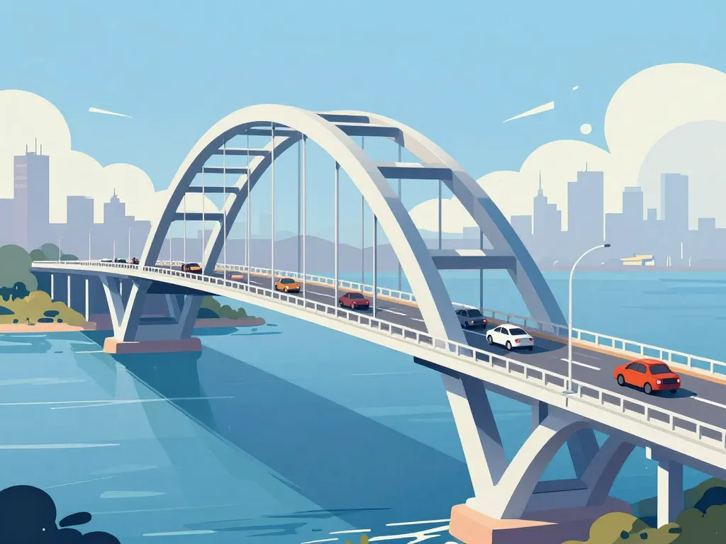 viaduc de martigues avec circulation et silhouettes urbaines