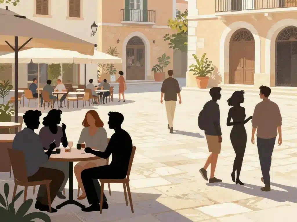 habitants et ambiance méditerranéenne place de la loge perpignan