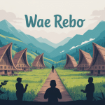 Vue du village Wae Rebo et ses maisons coniques en montagne