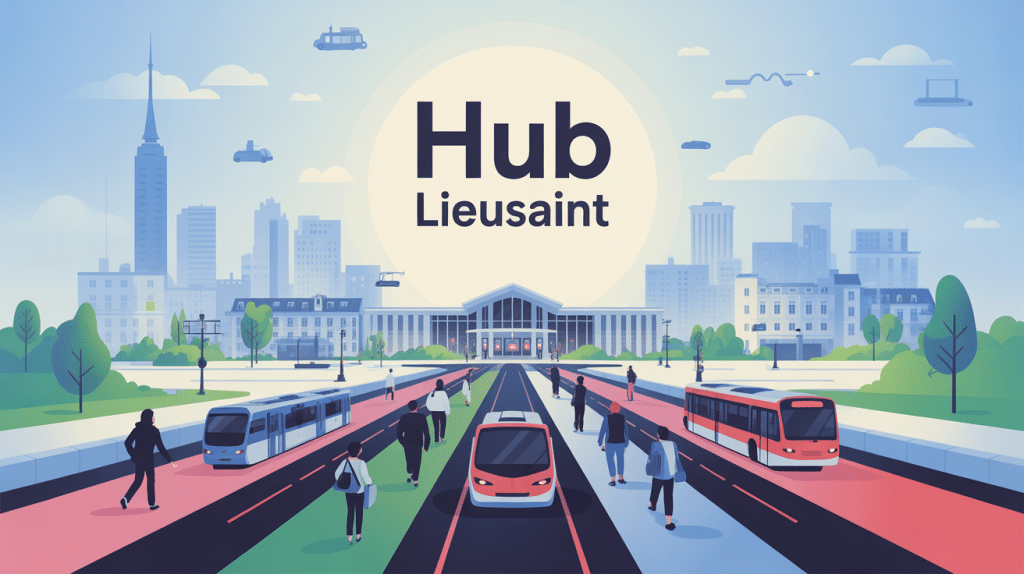 illustration accès Hub Lieusaint maps voyageurs routes transports