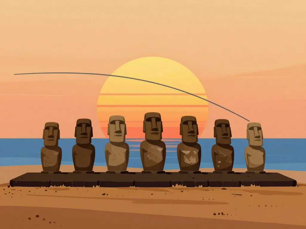 ahu akivi statues alignées solstice équinoxe paysage