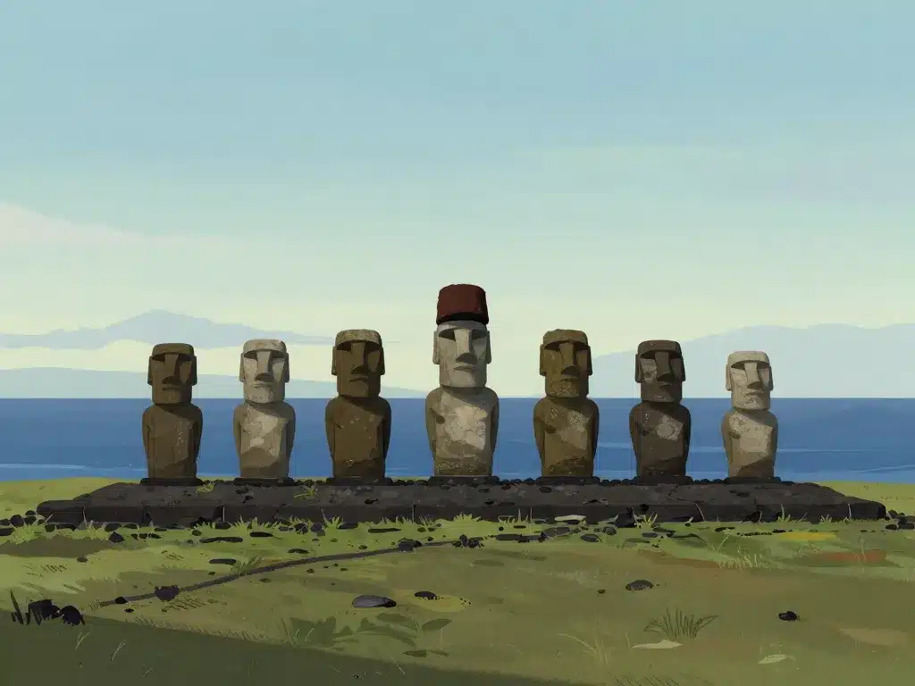 Moaïs Ahu Akivi Chile alignés vers l’océan