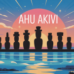 ahu akivi sept moaï face océan au coucher de soleil