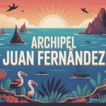 Panorama illustration archipel Juan Fernández îles volcaniques et faune