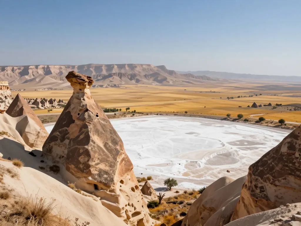Désert Turquie avec roches Cappadoce sel Tuz Gölü steppes Anatolie