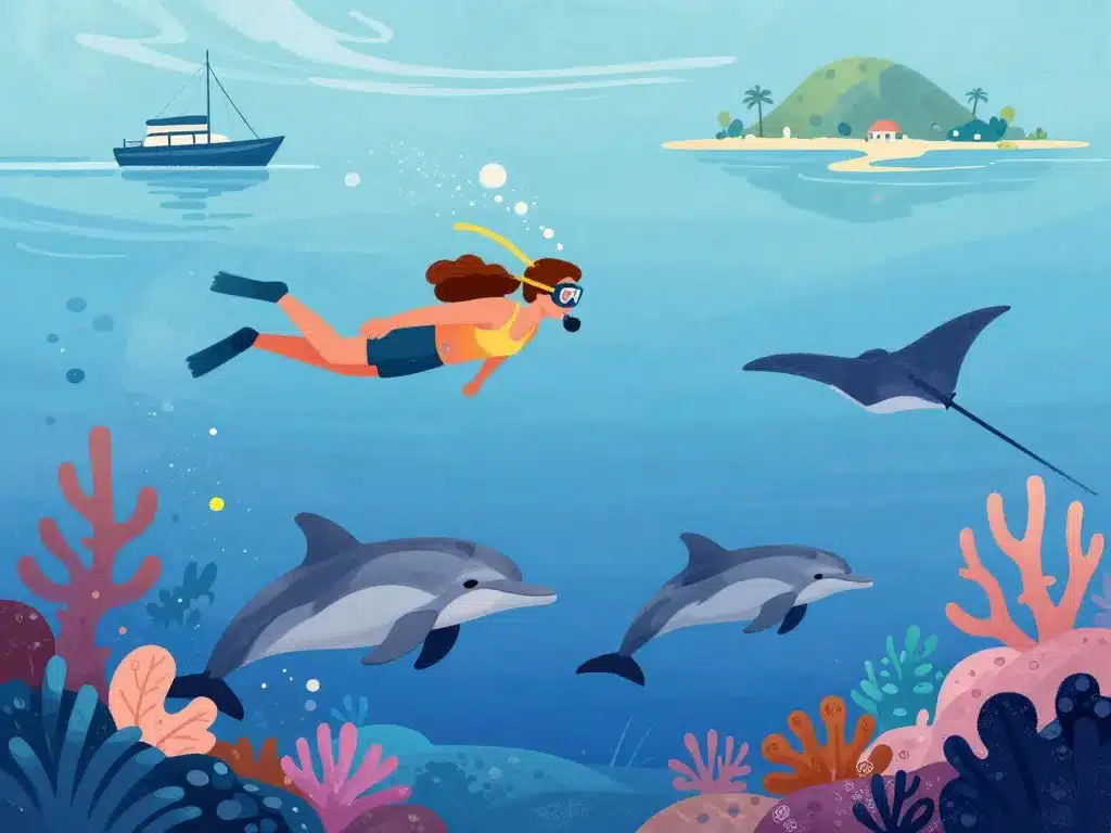 Plongée snorkeling Rangiroa Tuamotu lagon dauphins