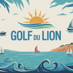 Golf du Lion, mer agitée et vents, illustration vectorielle