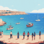 Vue générale de Marsaskala baie promenade méditerranéenne