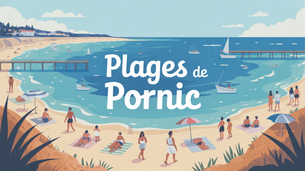 Panorama stylisé plages Pornic sable criques océan