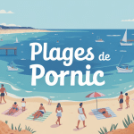 Panorama stylisé plages Pornic sable criques océan