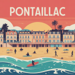 Illustration vectorielle quartier Pontaillac plage coucher de soleil