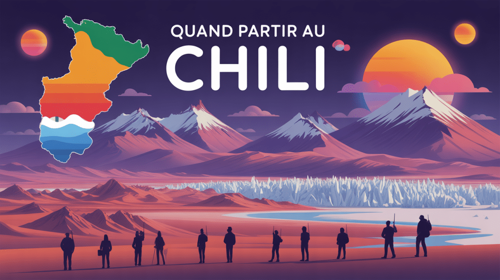 Quand partir au Chili, illustration stylisée des paysages du Chili