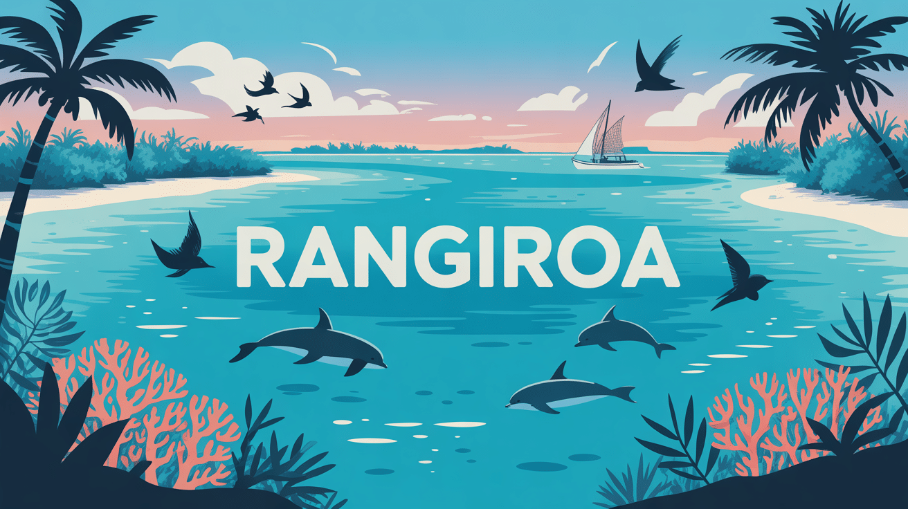 Illustration Rangiroa Tuamotu lagon raies dauphins