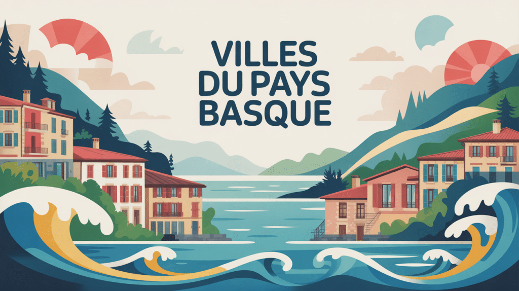Montage abstrait villes du Pays basque mer montagne culture