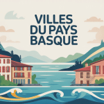 Montage abstrait villes du Pays basque mer montagne culture